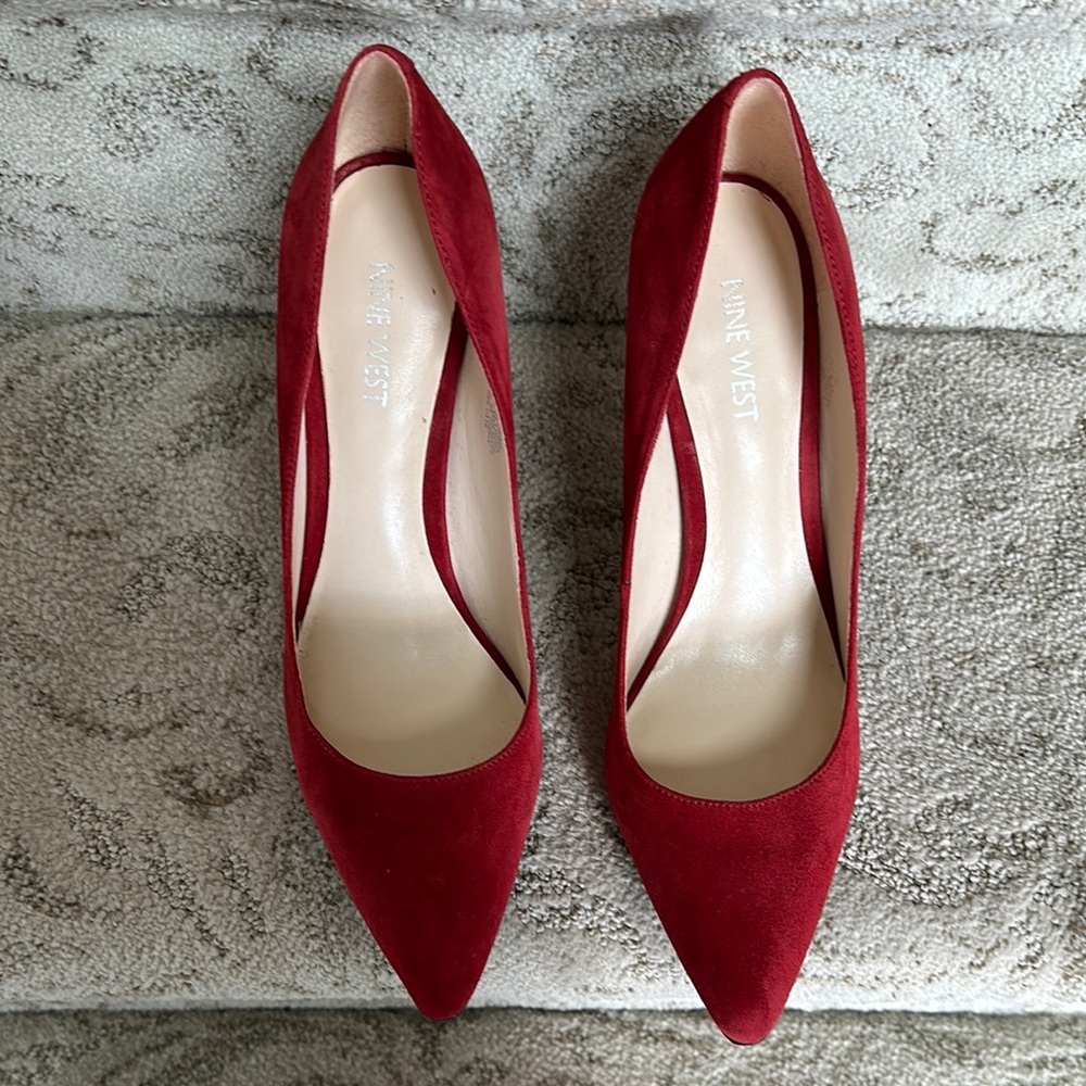 Nine West Red Suede Stiletto Heels - Picture 2 of 5